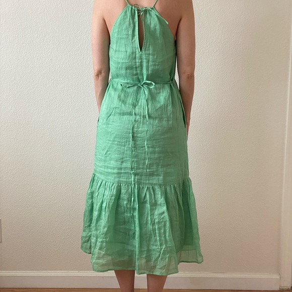 Banana Republic Maxi Dress Spring Green Sleveless Tie Waist Lined Cotton Dress - Picture 3 of 4